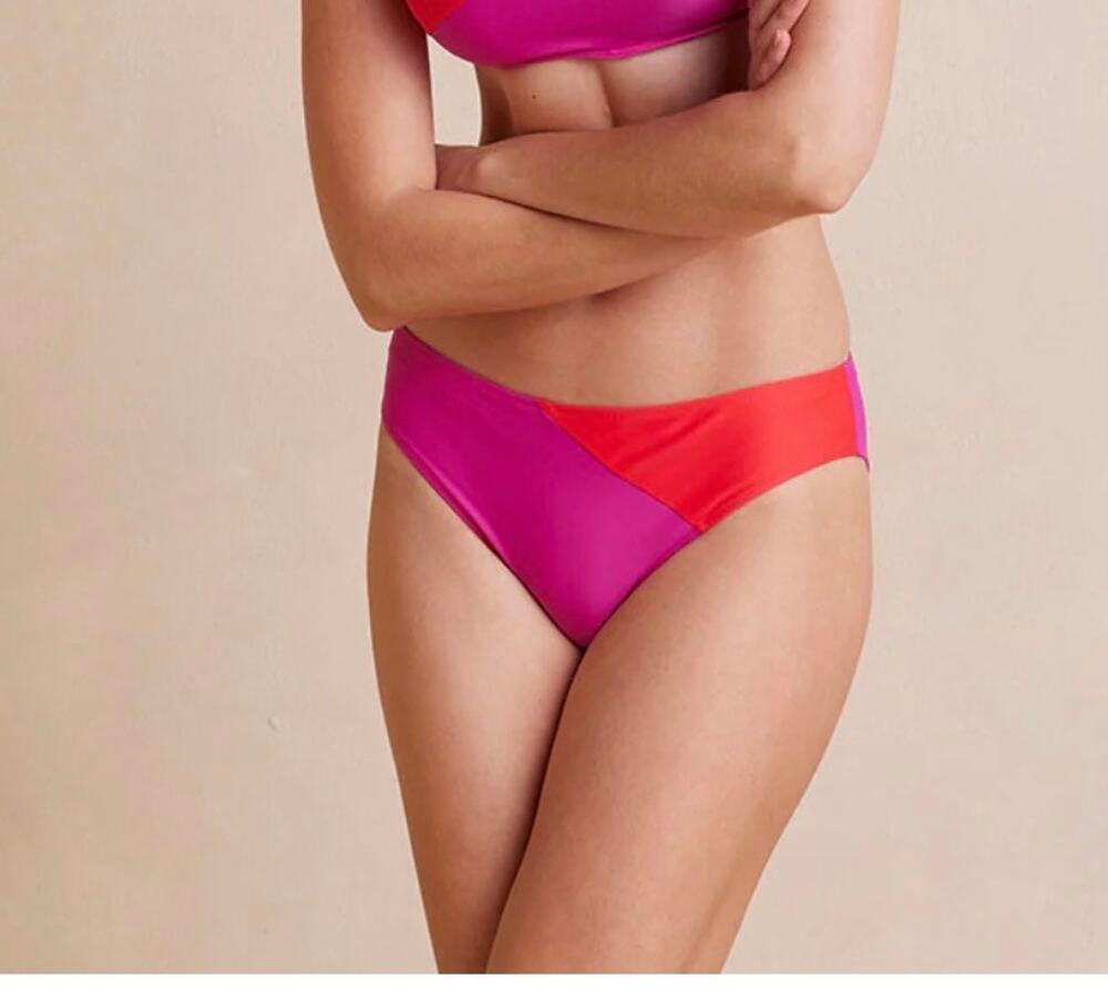 NEW Summersalt The Diagonal Mid Rise Bottom In Hibiscus & Grapefruit Size 10